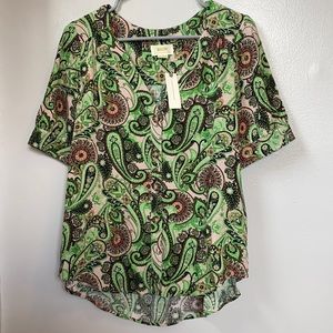 Anthropologie Green Paisley Blouse